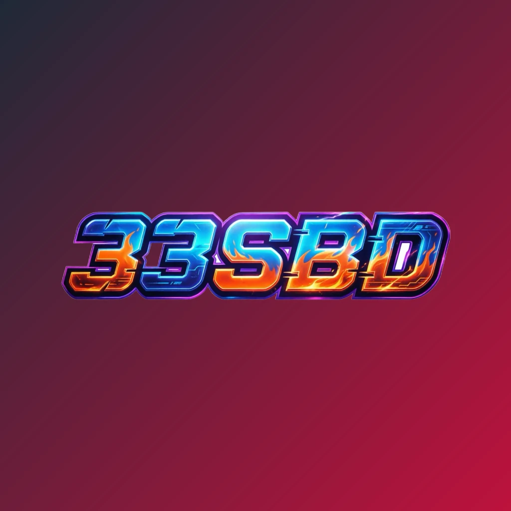 33SBD bold gaming logo featuring strong 3D lettering in energetic colors with a modern esports-inspired horizontal rectangular wordmark on a transparent background